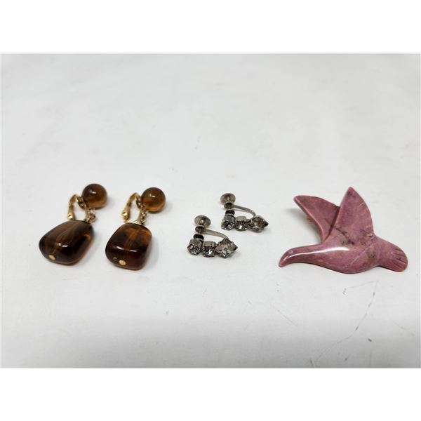 Set of Vintage Coro Earrings/Set of Vintage Trifari Earrings/Flying Goose Brooch