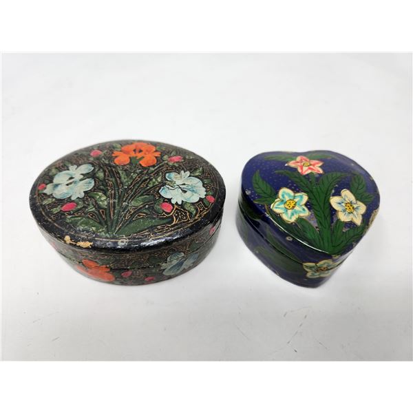 2 Vintage Wood Enameled Trinket boxes in Box 2