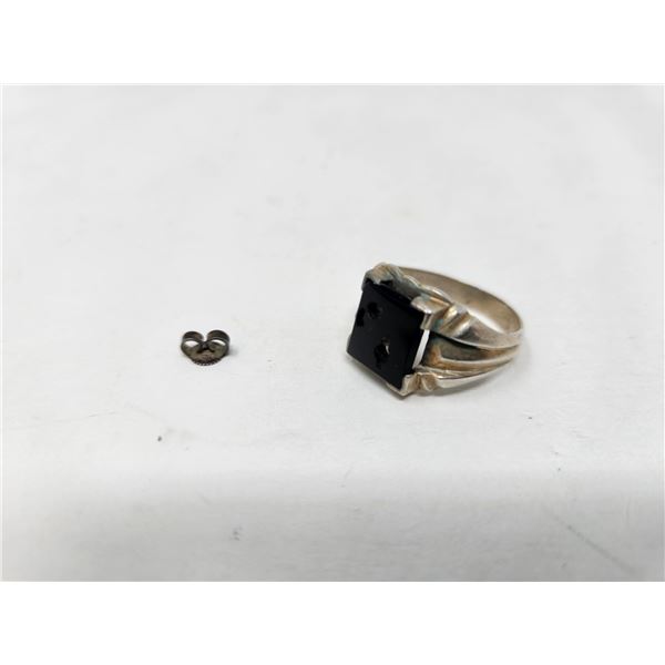 1 Unmarked Sterling Silver Scrap Ring 6.15g & 1 Marked Earring back .16g Total (6.31 grams)