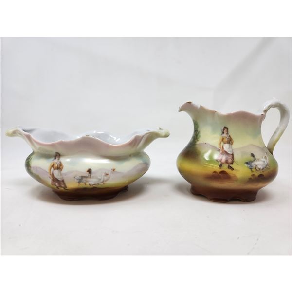 Royal Bayreuth Bavaria Creamer/Sugar (some chips)
