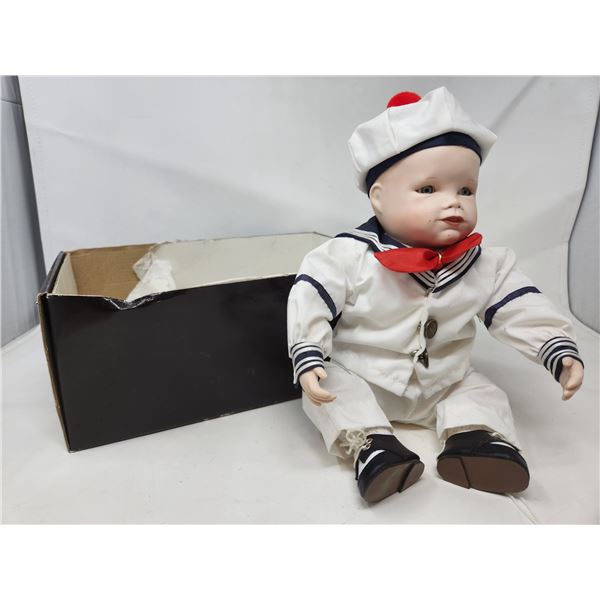 Vintage Porcelain Sailor Dress Baby Boy Collectible 9"