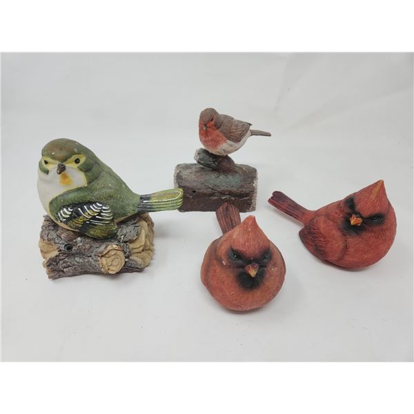 2 Electronic movement activated Birds that make a sound, & 2 Red Cardinal Decor