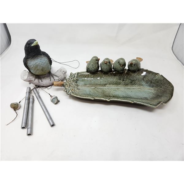 Bird Decor Wind Chime & 1 Bird Plate Decor