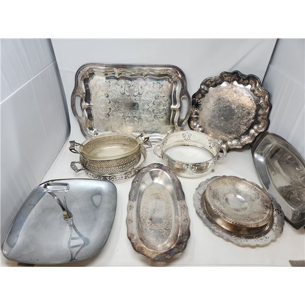 Silver Plated Serving Tray Lot