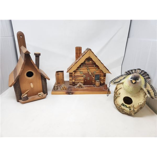 Clock & 2 Bird Houses