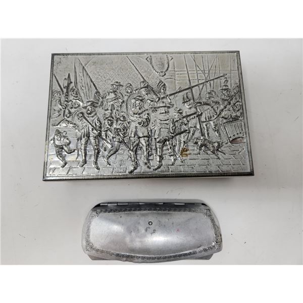 Silver Box, Antique Glasses, & Eyeglass Case