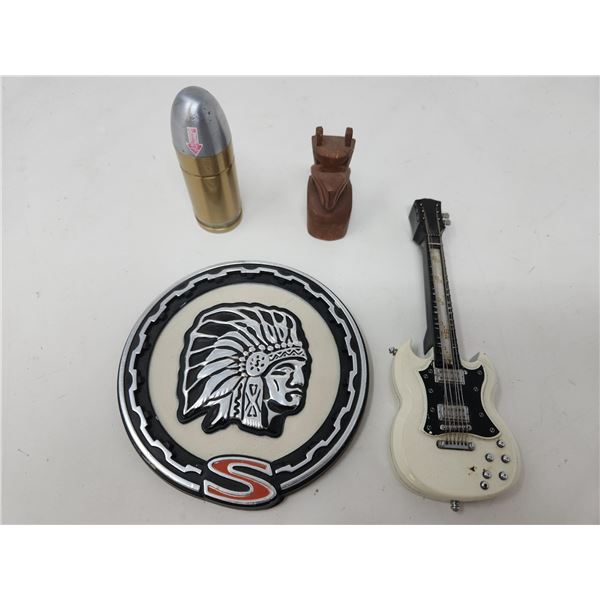 Bullet & Mini Guitar Lighters and Indian Head Emblem