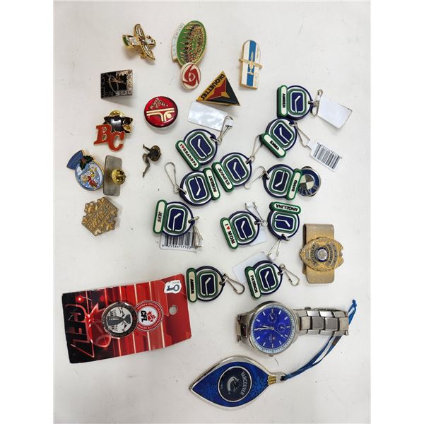 Vintage Pins & Swiss Army Watch
