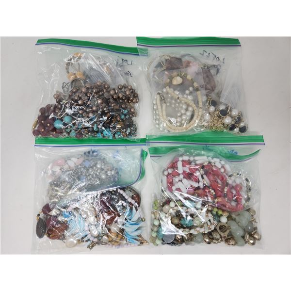 4 Bags of Vintage Costume Jewelry