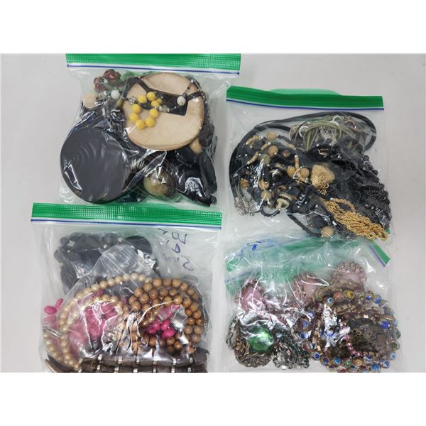 4 Bags of Vintage Costume Jewelry