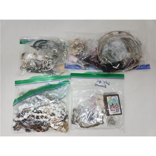 4 Bags of Vintage Costume Jewelry