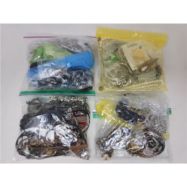 4 Bags of Vintage Costume Jewelry