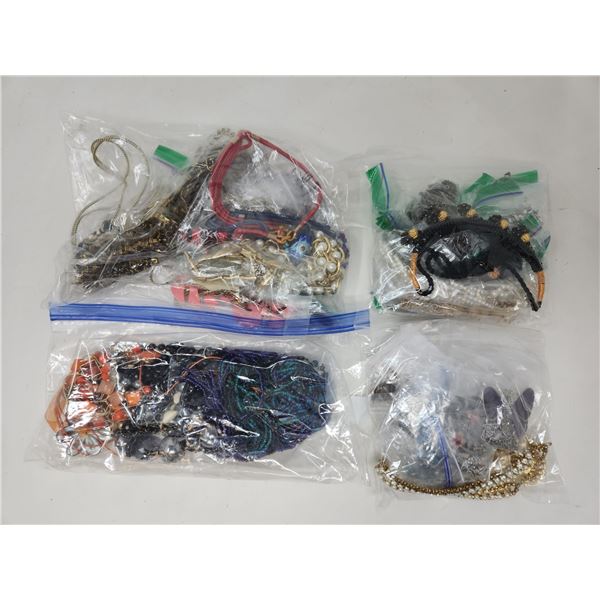 4 Bags of Vintage Costume Jewelry