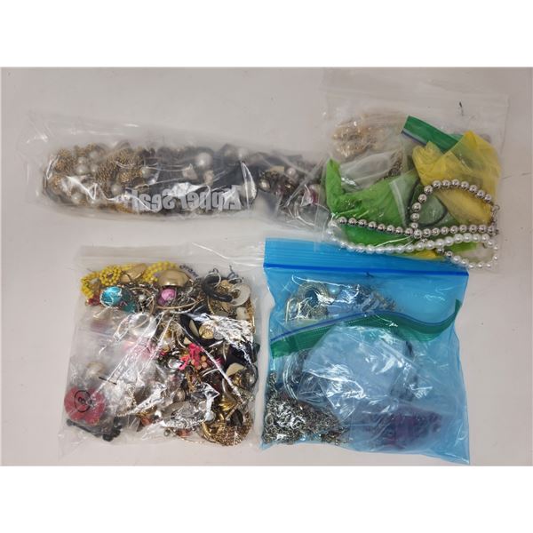 4 Bags of Vintage Costume Jewelry
