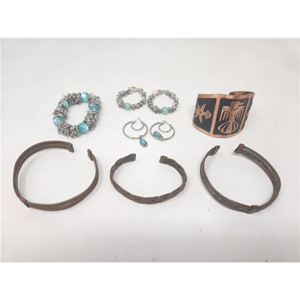 Vintage Copper Bracelets and Matching Bracelet and Earring Sets
