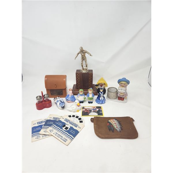 Vintage Salt & Pepper, Travel Shaver Case & Charger Only, Assorted Figurines, & Trophy