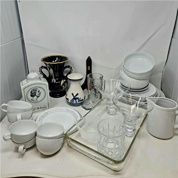 Dish Lot and Vases