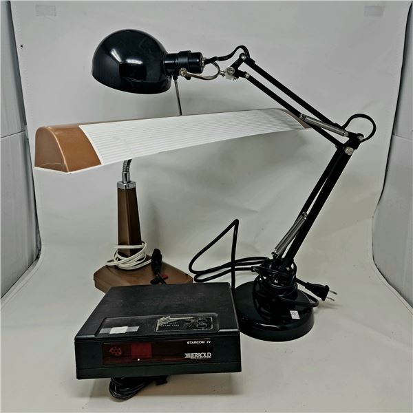 Vintage Lamp, Bendable Lamp, & Starcom Box