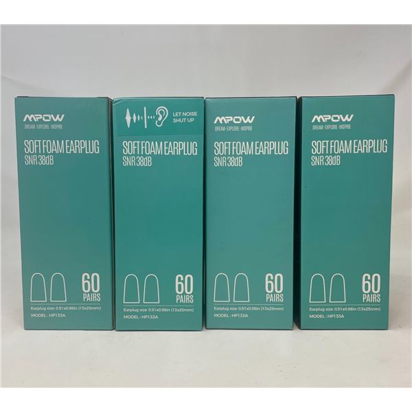 MPOW Soft Foam Ear Plugs (4 Boxes, 60 pairs per Box)