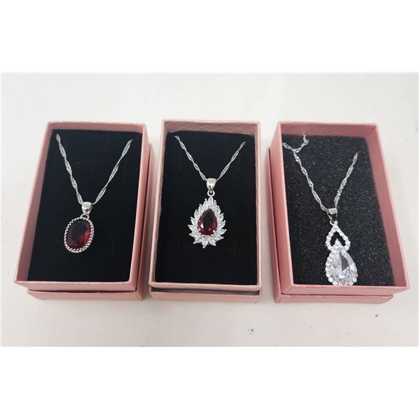 3 Silver Plated Stamped 925 Necklaces