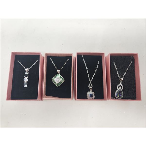 4 Silver Plated Stamped 925 Necklaces