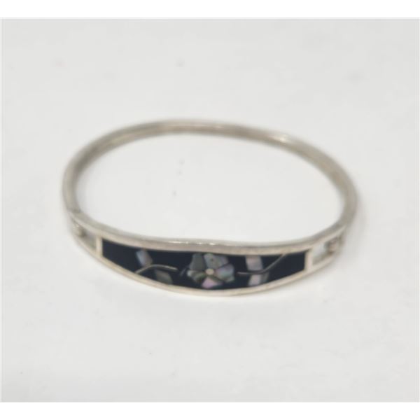 Alpaca Silver Bracelet with Cloisonné Abalone Inlay