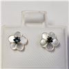 Image 1 : 14K YELLOW GOLD NATURAL DIAMOND TREATED COLOR WITH MOTHER OF PEARL 2IN1 (0.13CT)  EARRINGS