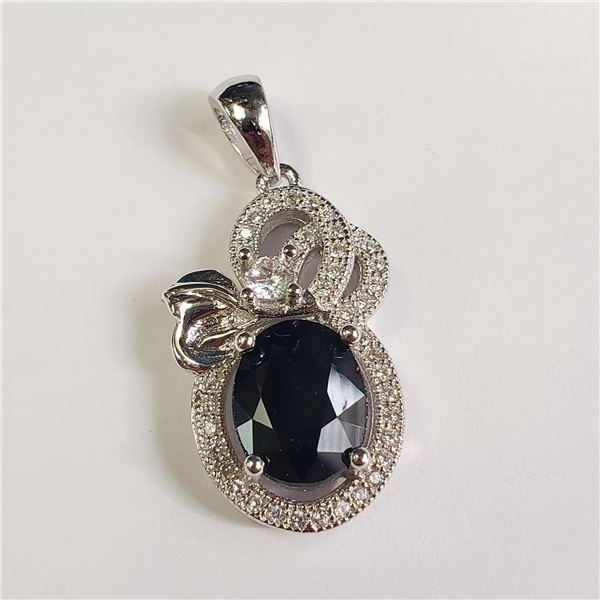 SILVER SAPPHIRE(2.5CT) CUBIC ZIRCONIA  PENDANT