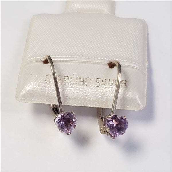 SILVER AMETHYST 3.5MM  EARRINGS