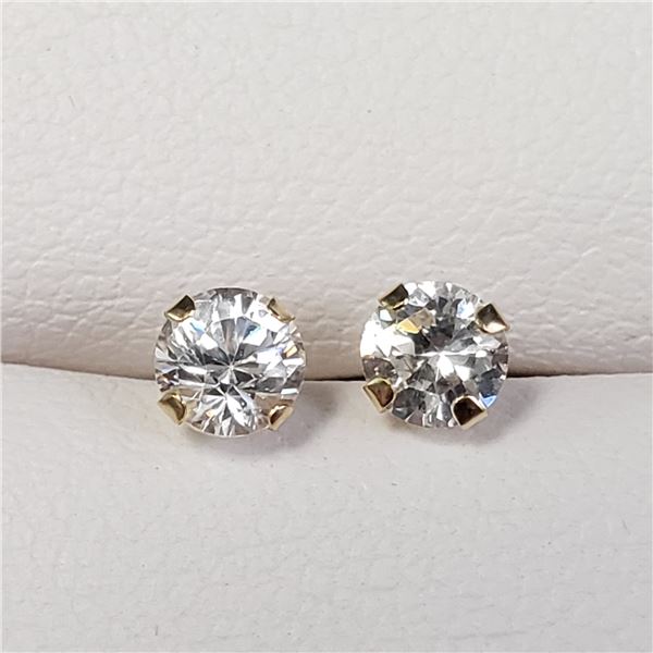 14K YELLOW GOLD CUBIC ZIRCONIA  EARRINGS