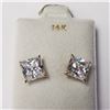 Image 1 : 14K YELLOW GOLD PRINCESS CUT CZ   EARRINGS