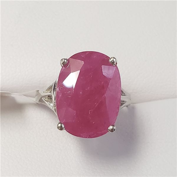 10K WHITE GOLD NATURAL RUBY(4.45CT)  RING (~SIZE 6) (~WEIGHT 3.91G)