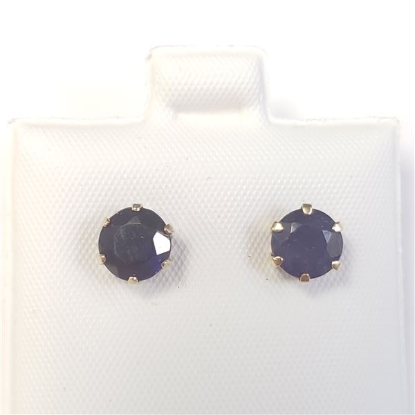 10K YELLOW GOLD SAPPHIRE(3.1CT)  EARRINGS (~SIZE 6) (~WEIGHT 1.4G)