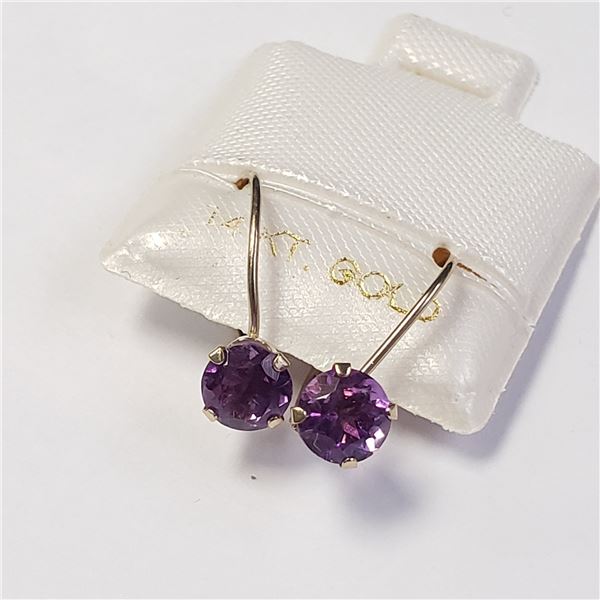 14K YELLOW GOLD AMETHYST  EARRINGS