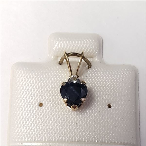 10K YELLOW GOLD NATURAL BLUE AND WHITE SAPPHIRE  PENDANT