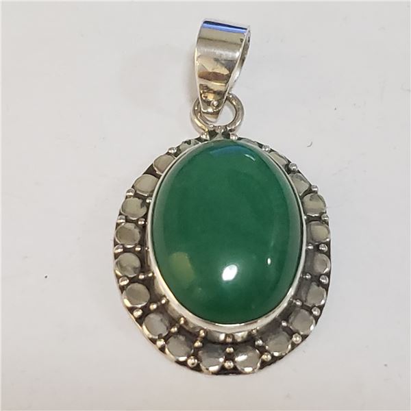 SILVER GREEN ONYX  PENDANT (~WEIGHT 5.06G)