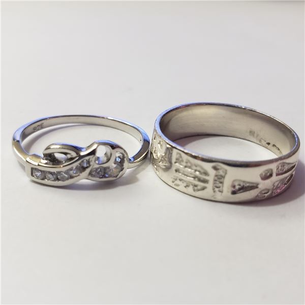 SILVER LOT OF 2 CZ RING