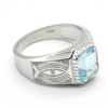 Image 2 : SILVER BLUE TOPAZ(3.9CT)  RHODIUM PLATED MENS RING (~WEIGHT 6.85G)