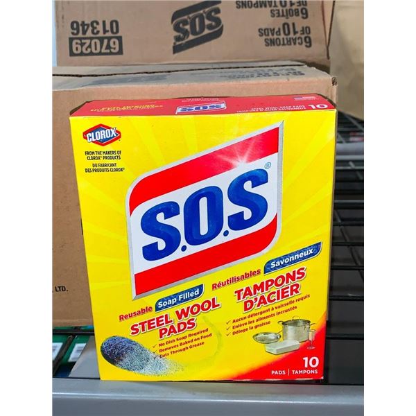 CASE LOT - S.O.S Soap filled steel wool pads 6x10 pads