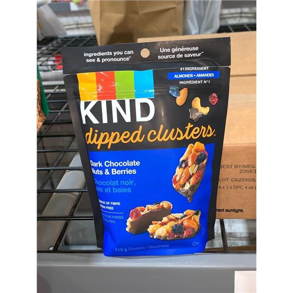CASE LOT - KIND dipped clusters, dark chocolate, nuts & berries 8x113g