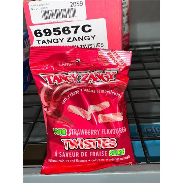 CASE LOT - Tangy Zangy sour strawberry twisties candy 14x127g