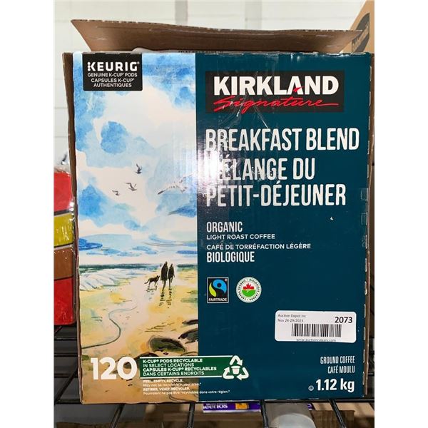 CASE LOT - Kirkland signature breakfast blend keurig coffee pods, 120 pods per case
