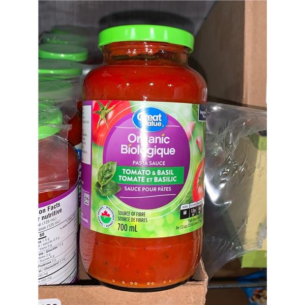 CASE LOT - Great Value organic tomato & basil pasta sauce 6x700ml