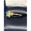 Image 2 : Natural Emerald and Diamond 1.25 CARAT 14Kt Gold on .925 Silver ladies Filagree Design Ring with App