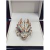 Image 1 : Sculpted Dragon Head Natural Garnet 1.12 Carat .925 Silver Ring with Appraisal Certificate $950.00