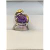 Image 1 : Natural Oval Cut Amethyst 18.35 Carat Solitaire .925 Silver Ring with Appraisal Certificate $650.00