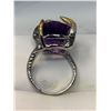Image 3 : Natural Oval Cut Amethyst 18.35 Carat Solitaire .925 Silver Ring with Appraisal Certificate $650.00