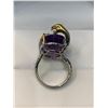 Image 4 : Natural Oval Cut Amethyst 18.35 Carat Solitaire .925 Silver Ring with Appraisal Certificate $650.00