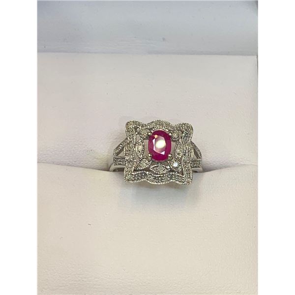 Ladies Diamond & Ruby 1.17 CARAT Cluster Top 10K Gold Ring with Appraisal Certificate $4700.00