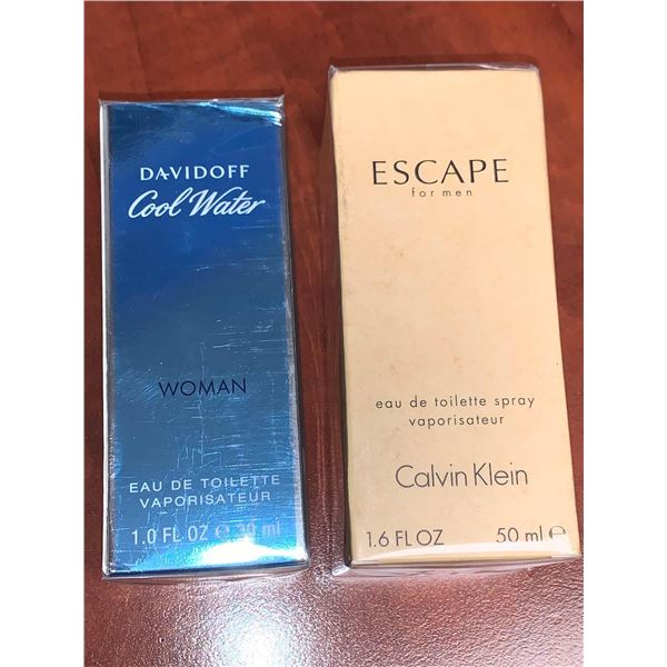 Calvin Klein Escape Cologne and Davidoff Cool Waters Eau de Toilette -LOT OF 2 NEW SEALED